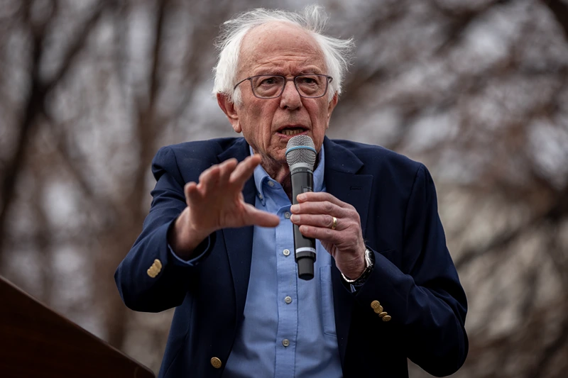 DENVER, COLORADO - MARCH 21: Senator Bernie Sanders (I-VT) addresses a rally on March 21, 2025 at Civic Center Park in Denver, Colorado. Sanders and Ocasio-Cortez are embarking on a series of rallies titled "Fight Oligarchy" tour, which will also visit Tucson and Tempe, Arizona. (Photo by Chet Strange/Getty Images)