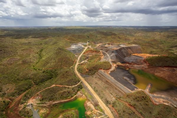 Aerial view from a helicopter of a nickel mine near Warmu in the remote Kimberley region of Western Australia. (Phillip Schubert/Adobe Stock)