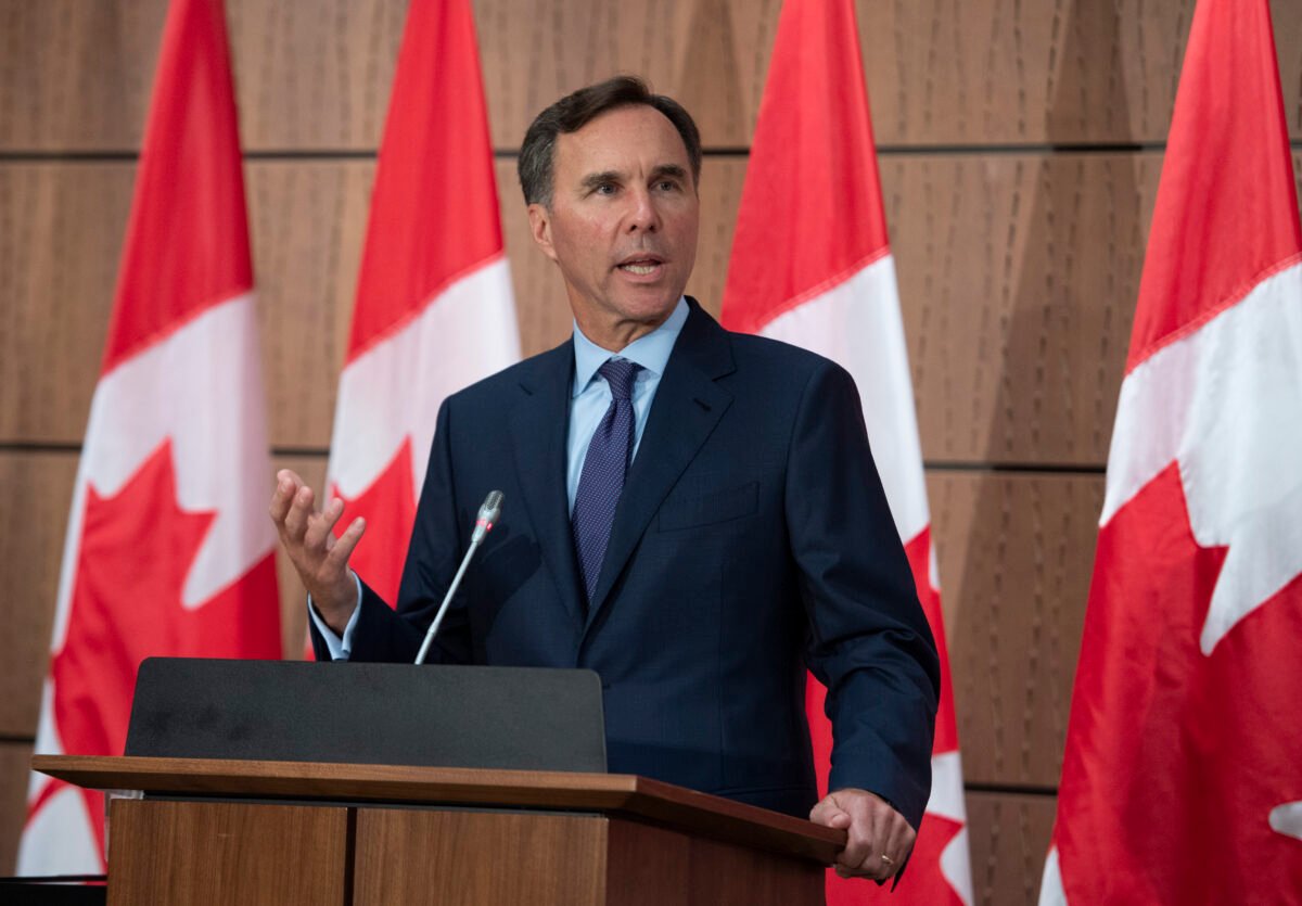 Then-Minister of Finance Bill Morneau announces his resignation during a news conference on Parliament Hill in Ottawa, on Aug. 17, 2020. (Justin Tang/The Canadian Press)