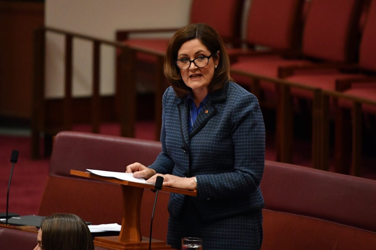 Liberal Senator Sarah Henderson makes her first speech in the Senate chamber at Parliament House in Canberra, Wednesday, October 16, 2019. (AAP Image/Mick Tsikas) NO ARCHIVING