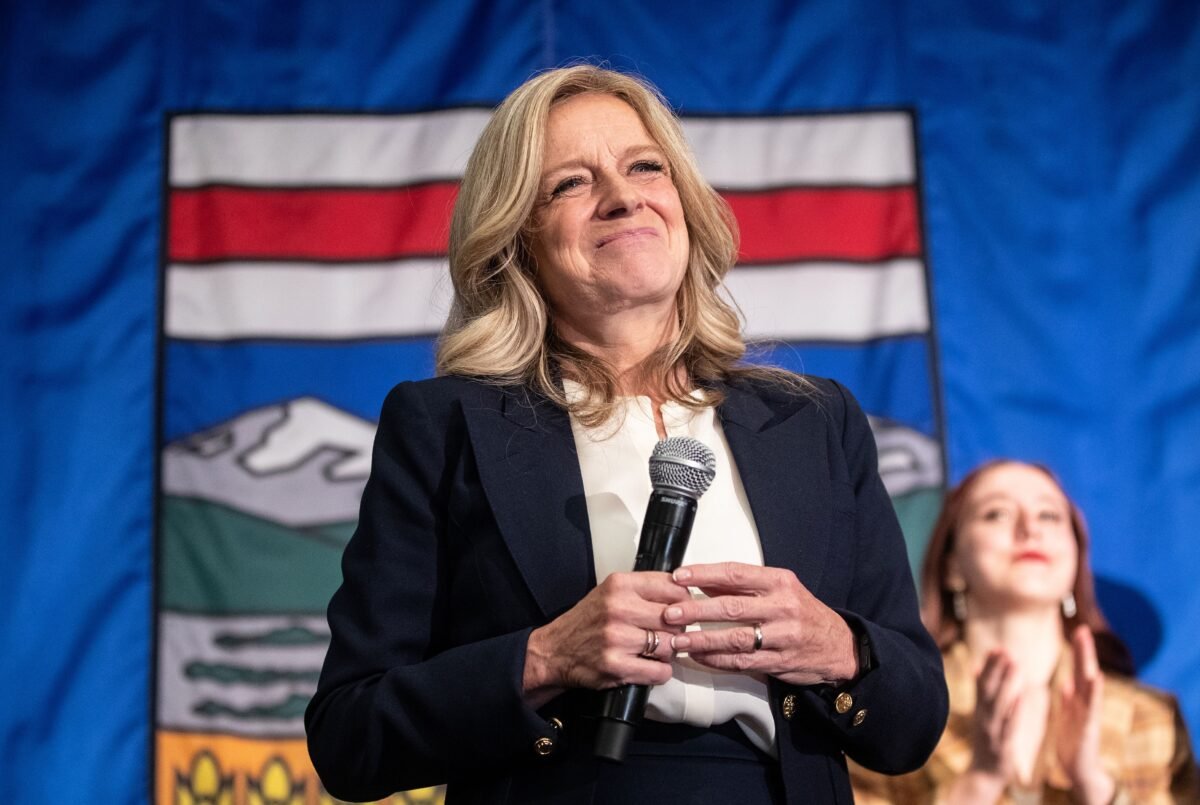 NDP Leader Rachel Notley gives her concession speech in Edmonton on May 29, 2023. (Jason Franson/The Canadian Press)