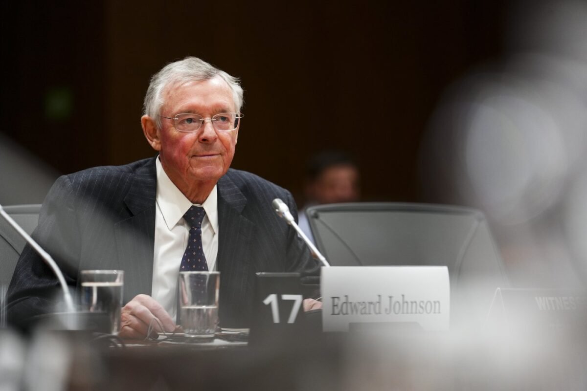 Edward Johnson, chair of the board of the Pierre Elliott Trudeau Foundation, appears as a witness at a standing committee on access to information, privacy and ethics on Parliament Hill in Ottawa on May 9, 2023. (The Canadian Press/Sean Kilpatrick)