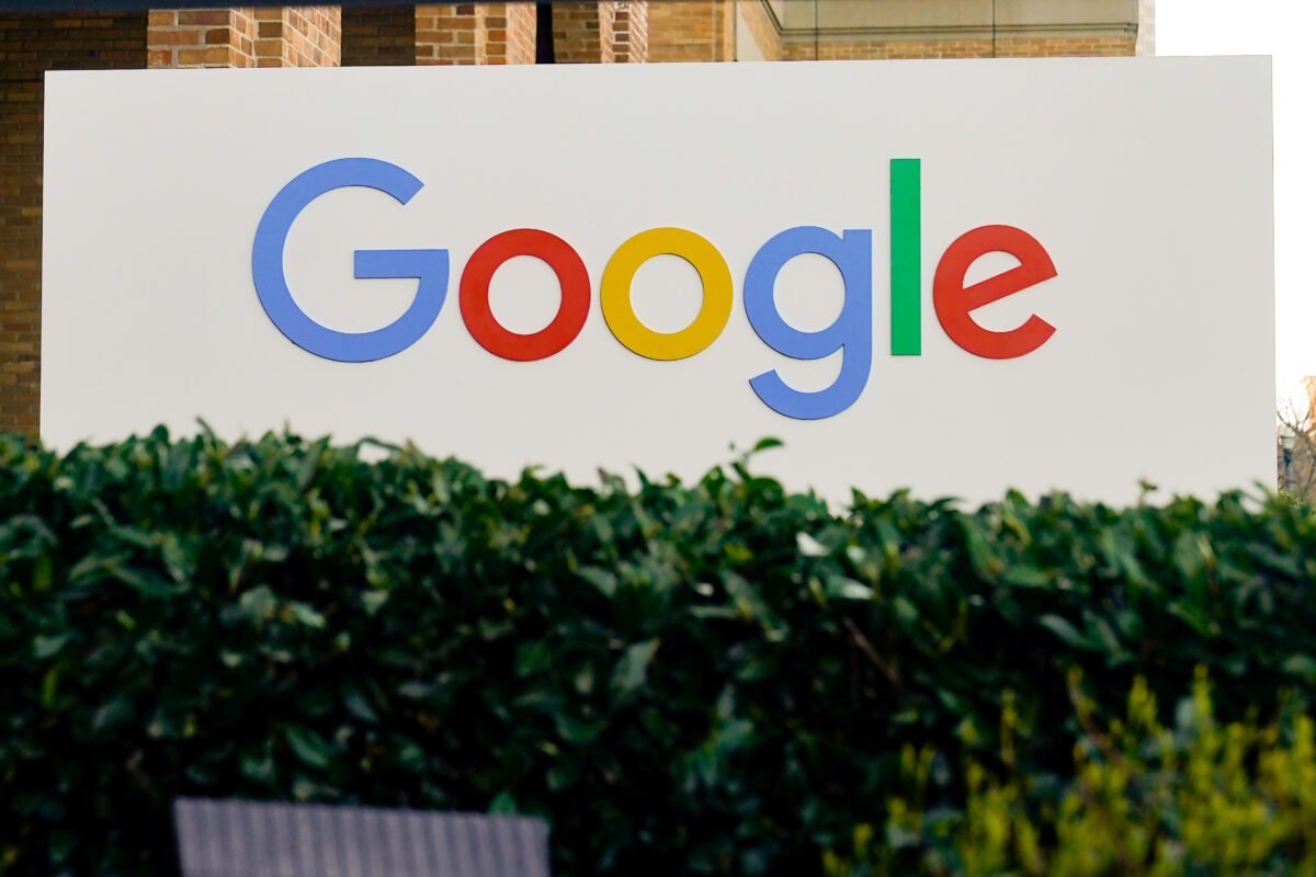 A Google sign is seen at the company's office in San Francisco, Calif., on April 12, 2023. (Jeff Chiu/AP Photo)