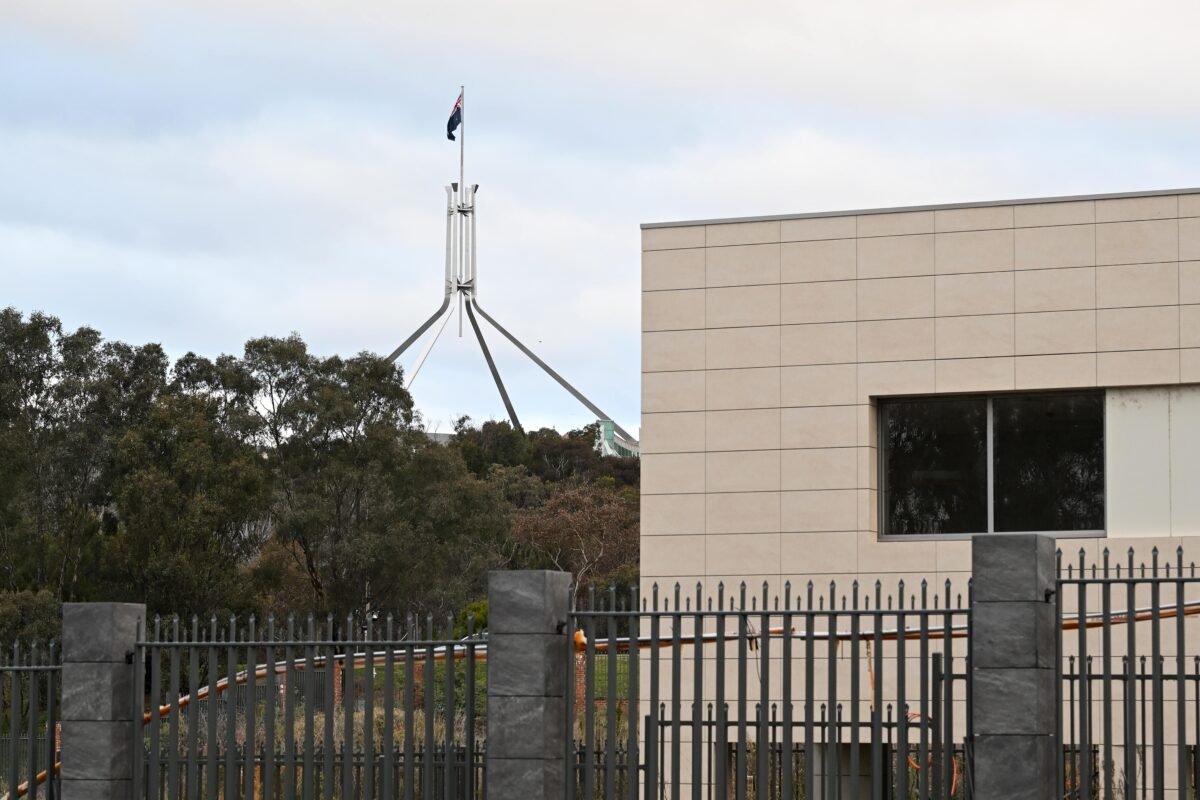 The site of a planned new Russian embassy is seen in Canberra, on June 15, 2023. (AAP Image/Lukas Coch)