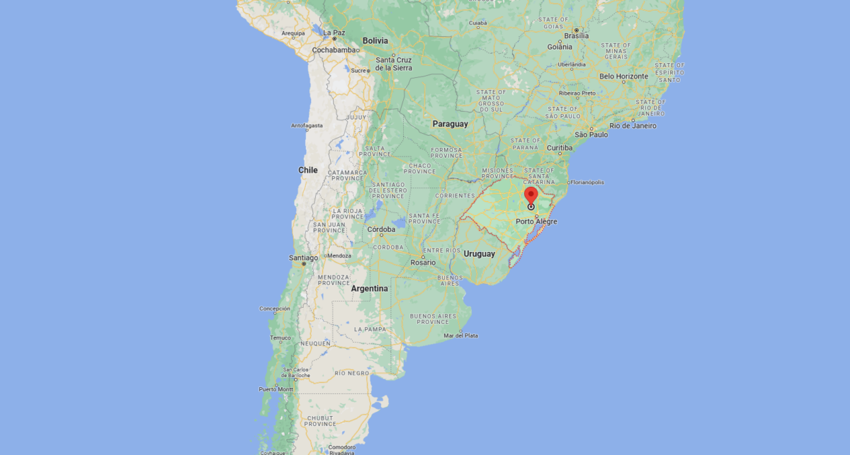 A map shows the location of state of Rio Grande do Sul in Brazil, on June 17, 2023. (Google Maps)