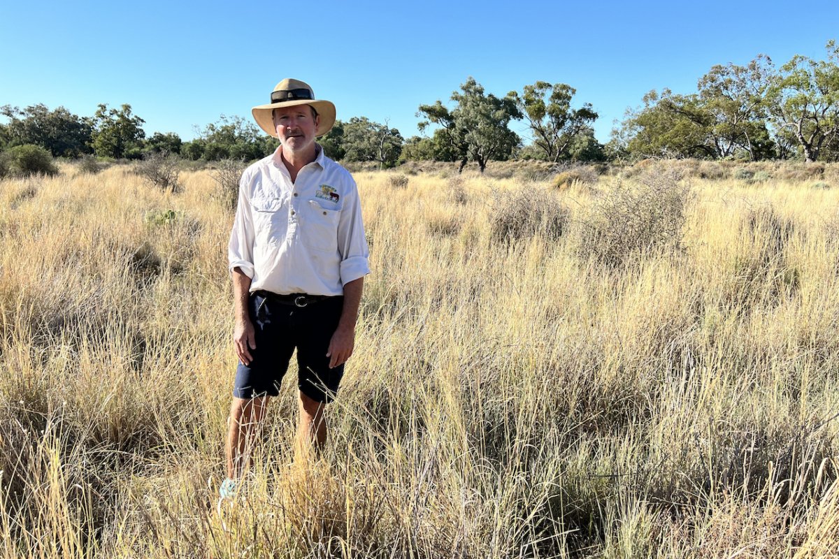 A supplied image obtained on June 22, 2023, of Roger Sendall posing for a picture on his farm near Narrabri in North Western NSW. NSW farmer Roger Sendall says his property has become more resilient to drought since he introduced carbon farming activities. (AAP Image/Supplied by Climate Friendly)