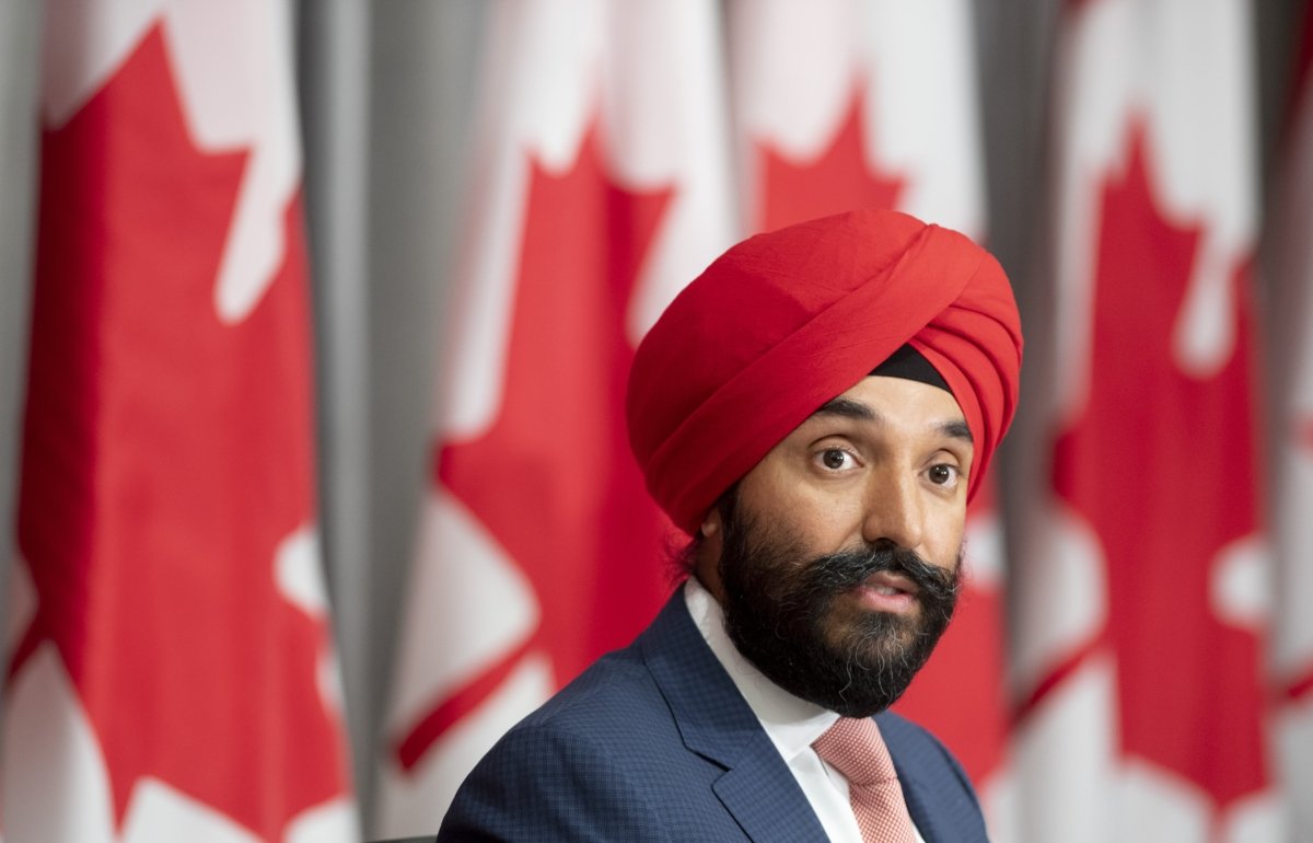 Navdeep Bains, then- innovation, science and industry minister,  responds to a question during a news conference in Ottawa on Aug. 25, 2020. (The Canadian Press/Adrian Wyld)