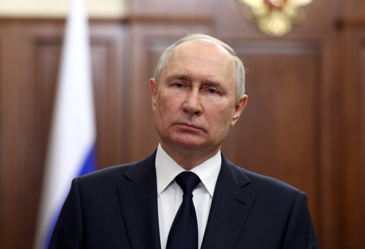 Russia's President Vladimir Putin addresses the nation in Moscow on June 26, 2023. (Gavriil Grigorov/Sputnik/AFP via Getty Images)