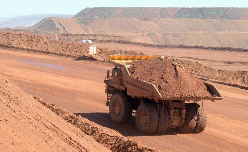 Haulage truck at the Rio Tinto West Angelas iron ore mine in the Pilbara region of West Australia, on July 9, 2014. (AAP Image/Alan Porritt)