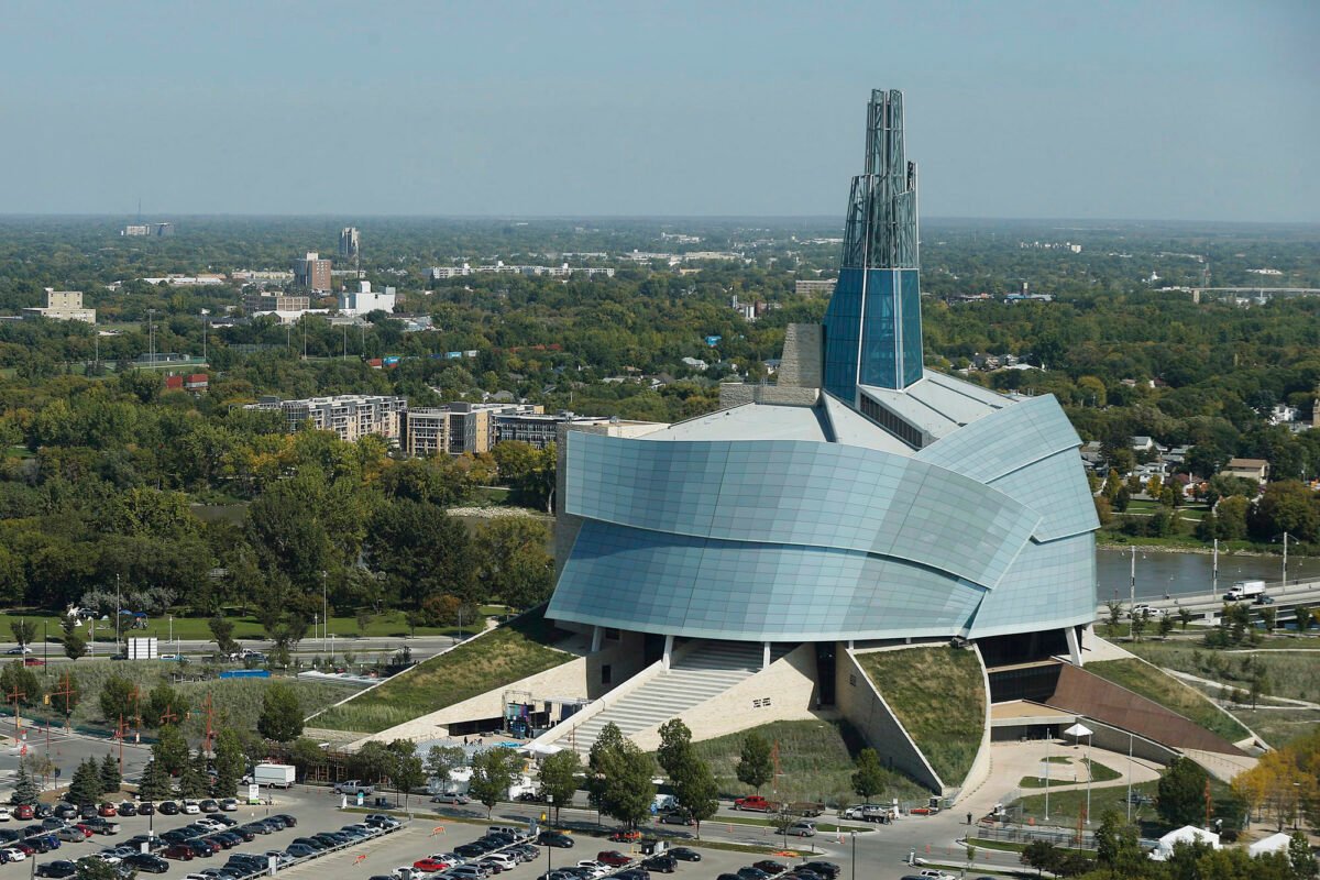 The Canadian Museum for Human Rights is seen on the day of its opening ceremonies, in Winnipeg, Manitoba, on Sept. 18, 2014. (The Canadian Press/John Woods)