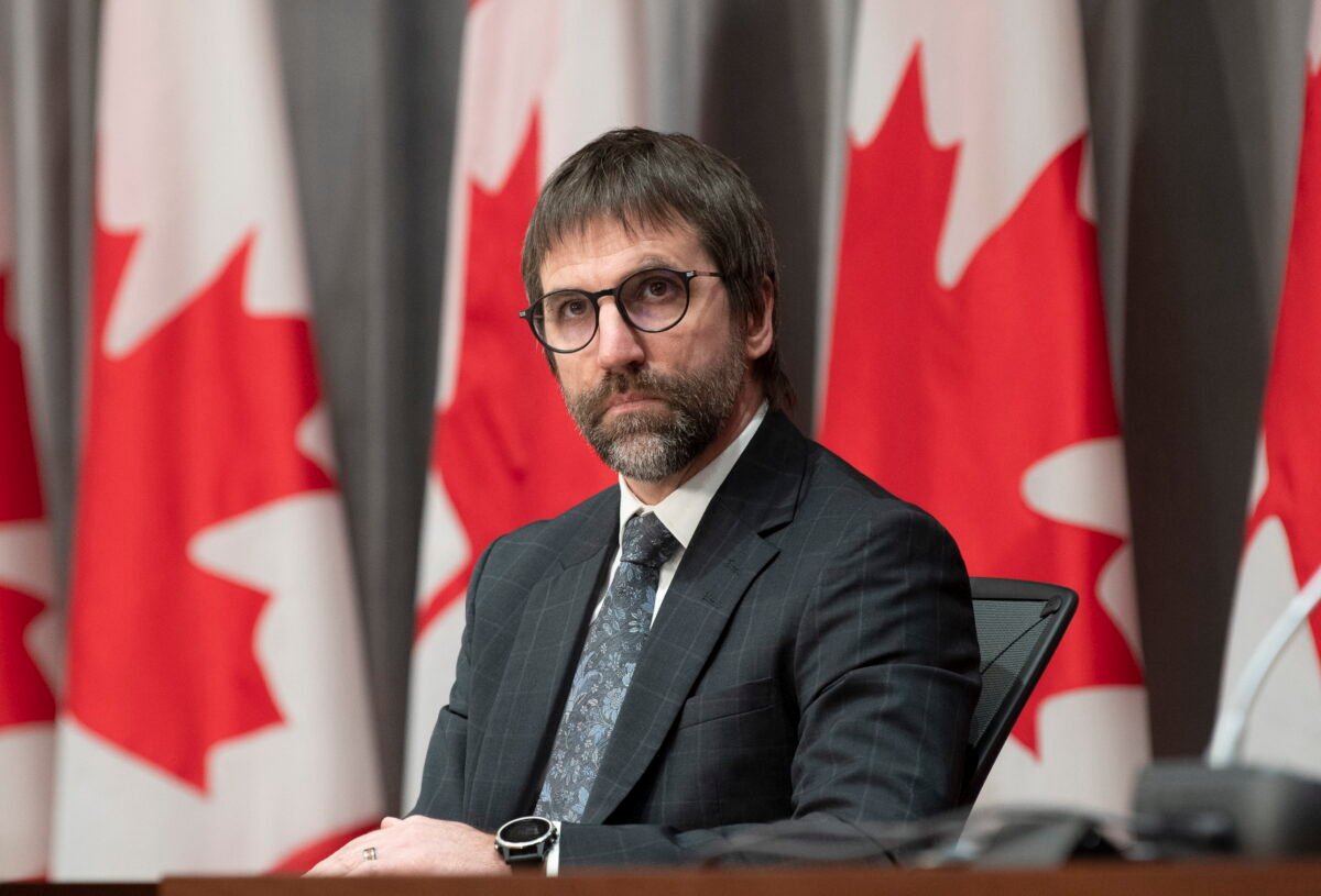 Then Minister of Canadian Heritage Steven Guilbeault attends a news conference in Ottawa, April 17, 2020. (The Canadian Press/Adrian Wyld)