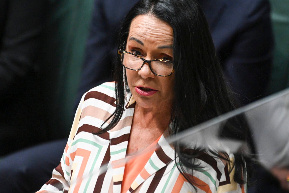 Minister for Indigenous Australian Linda Burney makes a statement at Parliament House in Canberra, Australia, on Feb. 13, 2023. (Martin Ollman/Getty Images)