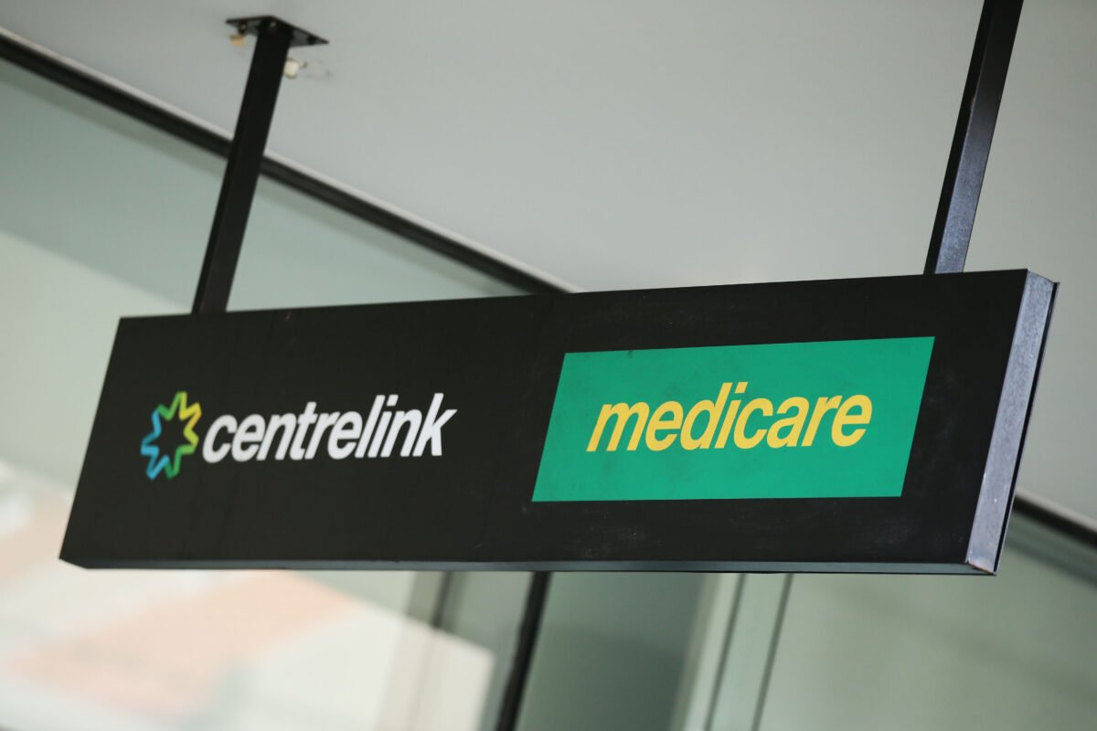 A Medicare and Centrelink office sign is seen at Bondi Junction in Sydney, Australia, on March 21, 2016. (Matt King/Getty Images)