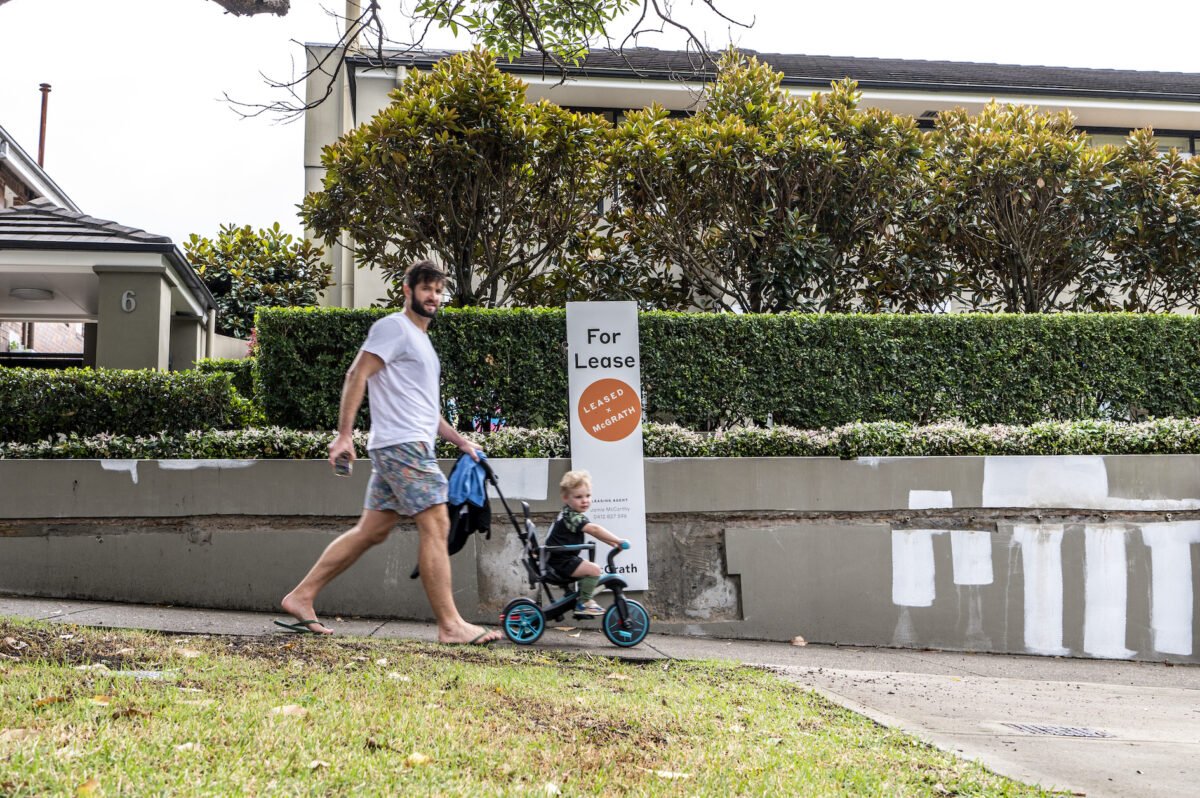 Rental signs are seen in the suburb of Bondi in Sydney, Australia, on April 2, 2023. (AAP Image/Flavio Brancaleone)