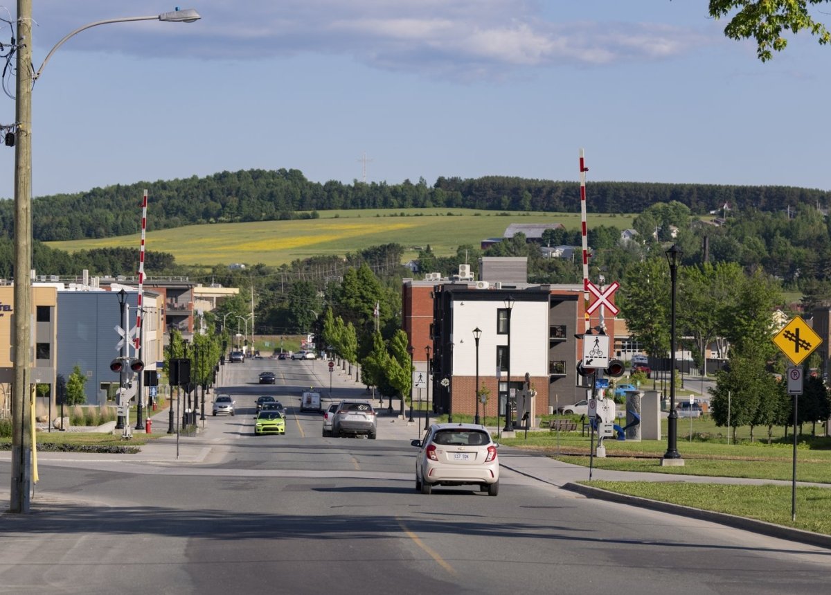 The downtown core of Lac-Mégantic, Quebec is shown on June 22, 2023.  (The Canadian Press/Christinne Muschi)