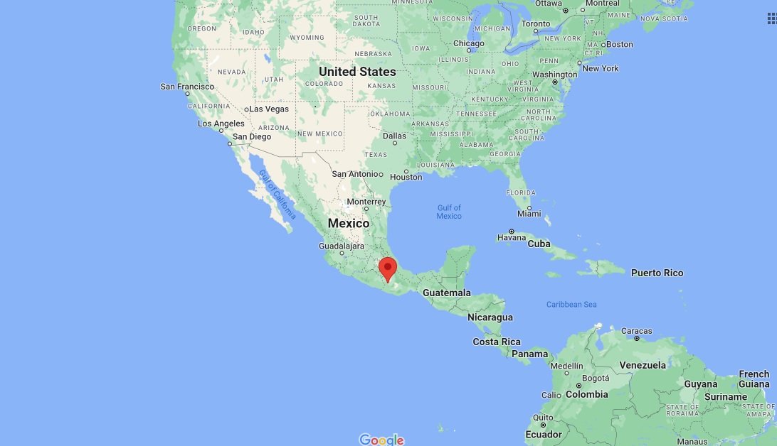 A map shows the location of Mixteca region of the southern state of Oaxaca, Mexico. (Google Maps)