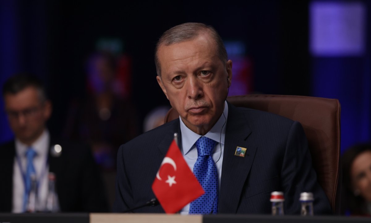 Turkey's President Recep Tayyip Erdogan attends the first day of the 2023 NATO Summit in Vilnius, Lithuania, on July 11, 2023. (Sean Gallup/Getty Images)