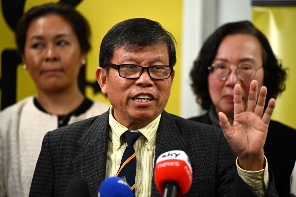 Chau Van Kham speaks to media during a press conference in Sydney, Thursday, July 13, 2023. Pro-democracy activist Chau Van Kham will speak publicly for the first time since returning to Australia after four years detained in a Vietnamese jail. (AAP Image/Dan Himbrechts)