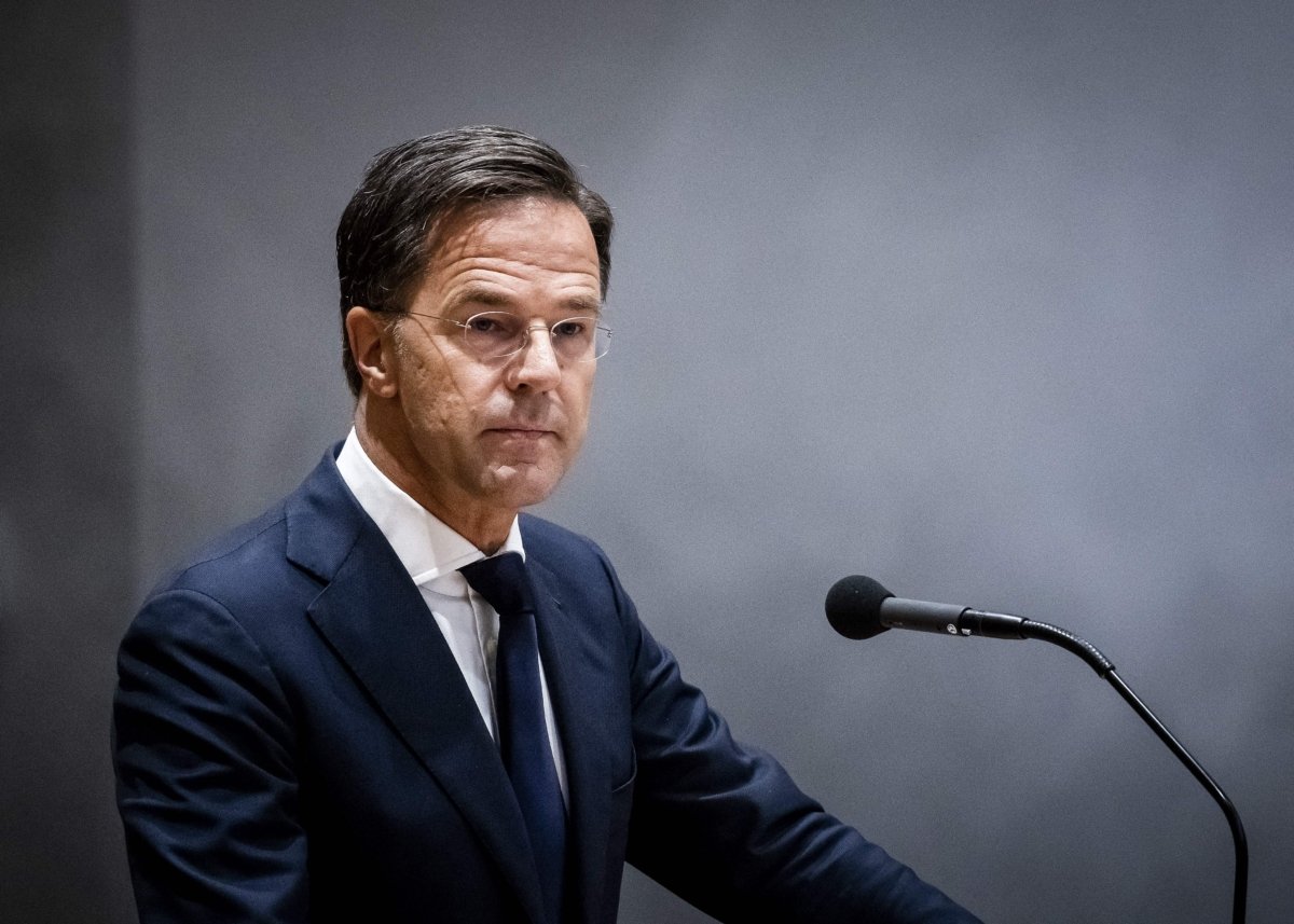 Outgoing Prime Minister Mark Rutte announces he is leaving politics during a debate in the House of Representatives following the fall of the cabinet, in The Hague, Netherlands, on July 10, 2023. (Remko de Waal/ANP/AFP via Getty Images)