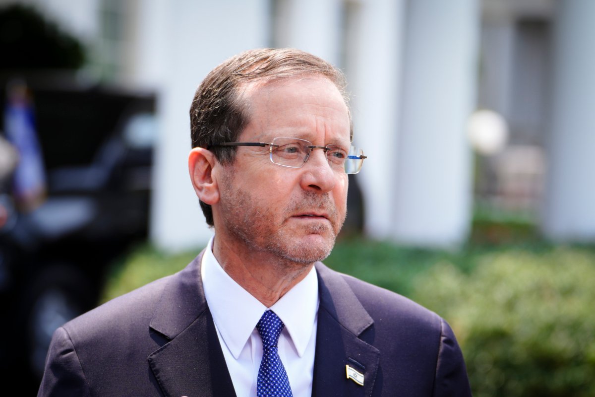 Israeli President Isaac Herzog speaks to reporters about his meeting with U.S. President Joe Biden at the White House in Washington on July 18, 2023. (Madalina Vasiliu/The Epoch Times)