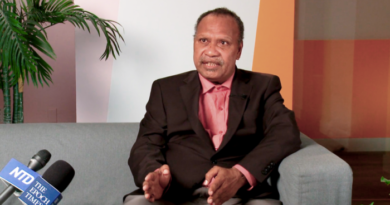 Celsus Talifilu, advisor to Daniel Suidani, the former Premier of Malaita, in Solomon Islands, speaks about Chinese interference in the country during an interview given in Toronto, Canada, on May 29, 2023. (The Epoch Times)