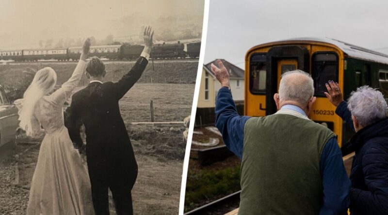 Couple Recreates 65-Year-Old Wedding Photo, Waving at Passing Train