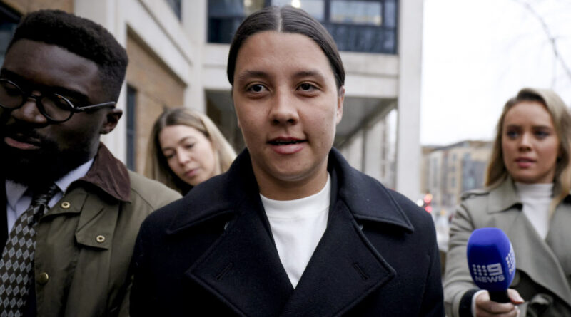 Sam Kerr arrives at Kingston Crown Court in south London on Feb. 11, 2025. (Justin Tallis/AFP via Getty Images)
